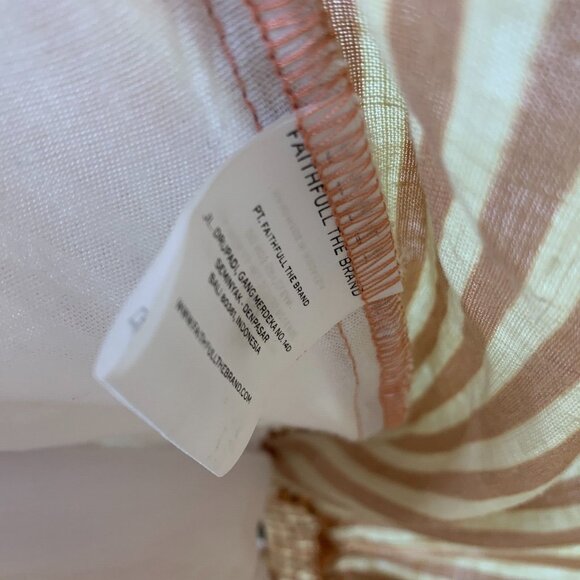 Faithfull The Brand Dress Small 100% Linen Stripe Lace Up Mini - Picture 12 of 16